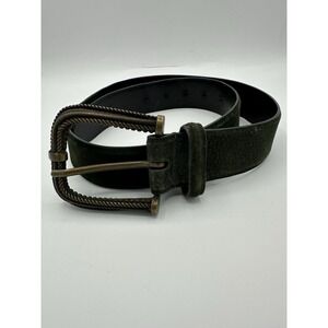 Vintage Carlisle Dark Green Leather Belt Western Rope Buckle USA 38 M